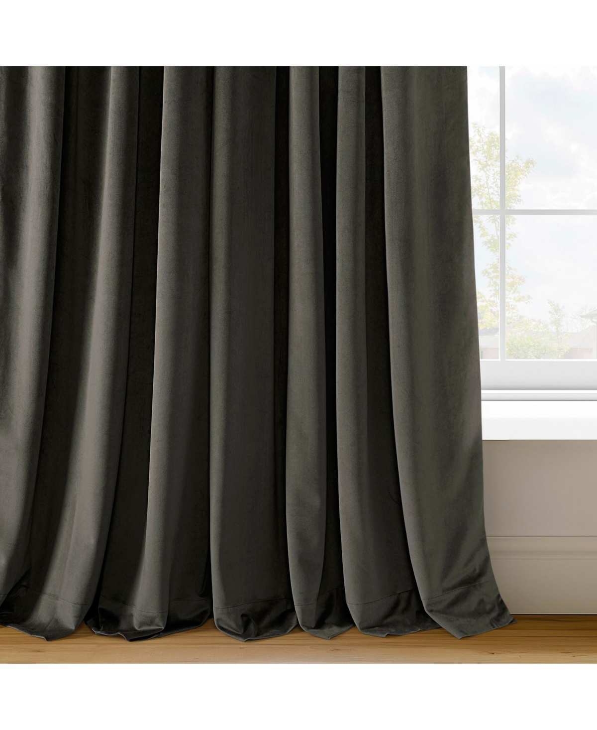 Half Price Drapes Gunmetal Grey Signature Velvet Blackout Curtain