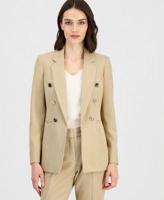 Women's Faux Double-Breasted Open-Front Jacket 