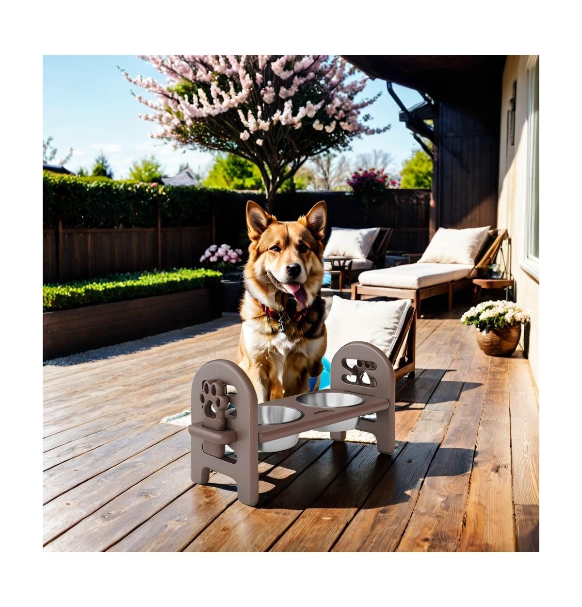 Aostirmotor Conscious Pet Feeder Repurposed Poly Lumber Adjustable Height for On-the-Go Meals