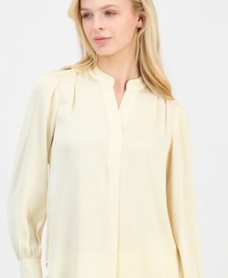 Women's Pleat-Front Long-Sleeve Blouse