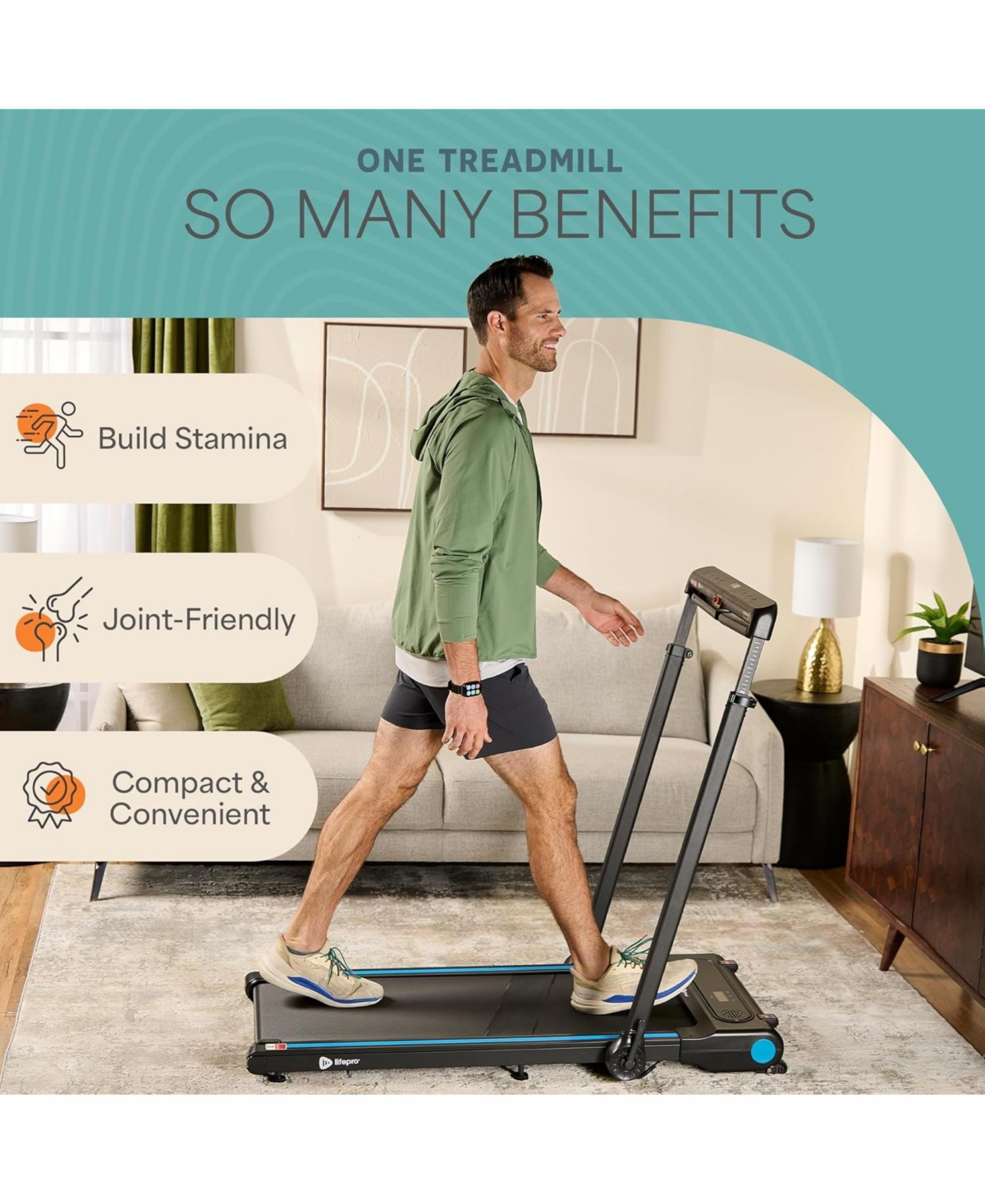 Lifepro Compact Walking Pad Treadmill with Desk, Incline & Bluetooth – 3-in-1 Under Desk Treadmill for Walking, Jogging & Running at Home/Offic