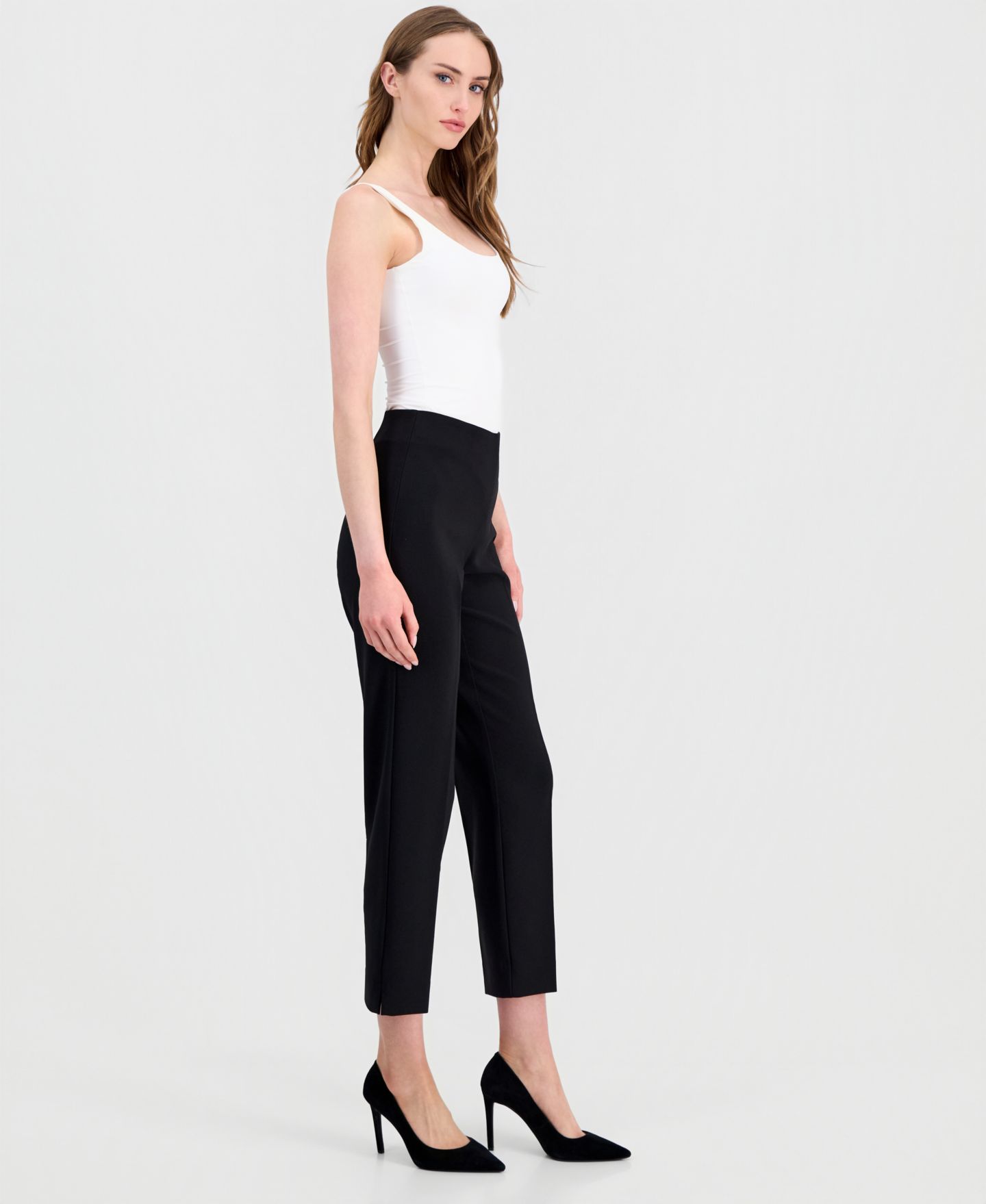 Женские брюки Anne Klein Hollywood-Waist Straight Ankle, цвет: Чёрный — фото 3