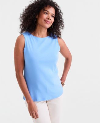 Women's Cotton Boat-Neck Sleeveless Top, Created for Macy's