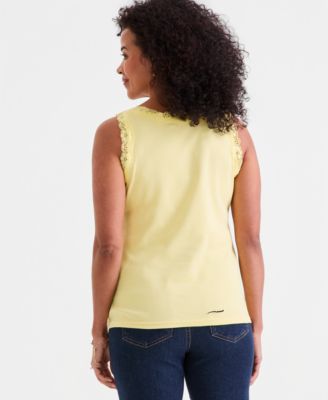 Women's Lace-Trim Cotton Tank Top