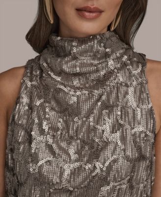 Women's Sequined Cowl Neck Top