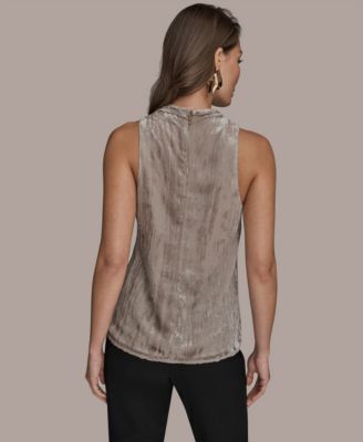 Women's High Cowl Neck Burnout Top