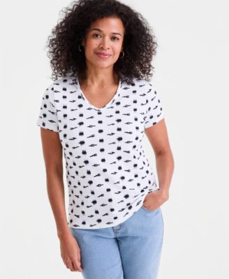 Women's Cotton Short-Sleeve Scoop-Neck Top, Exclusively at Macy's