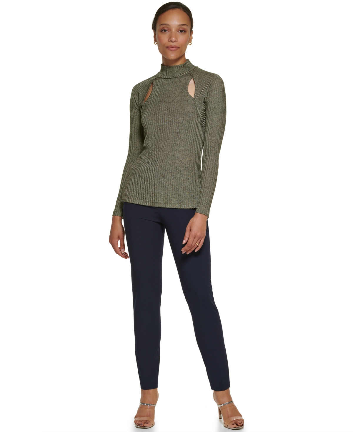 Dkny Petite Long-Sleeve Tie Neck Blouse