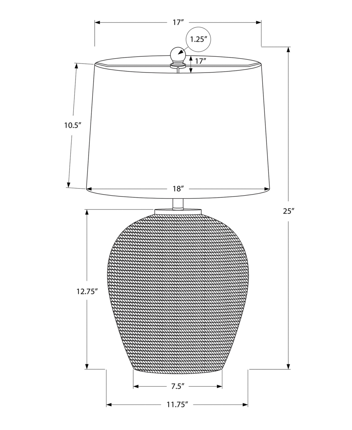 Monarch Specialties Lighting 25" Rattan Table Lamp