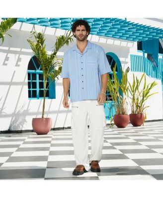 Men's Powder Blue Unbalanced-Ridge Oversized Shirt