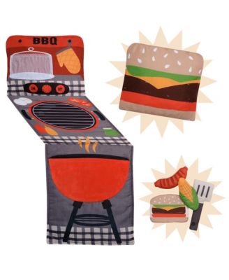 Interactive 2-n-1 Soft Toddler Hamburger/Barbeque Pillow Play Set