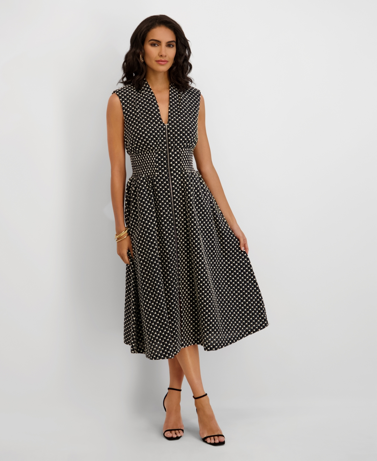 kensie Women's Embroidered Cotton Midi Dress