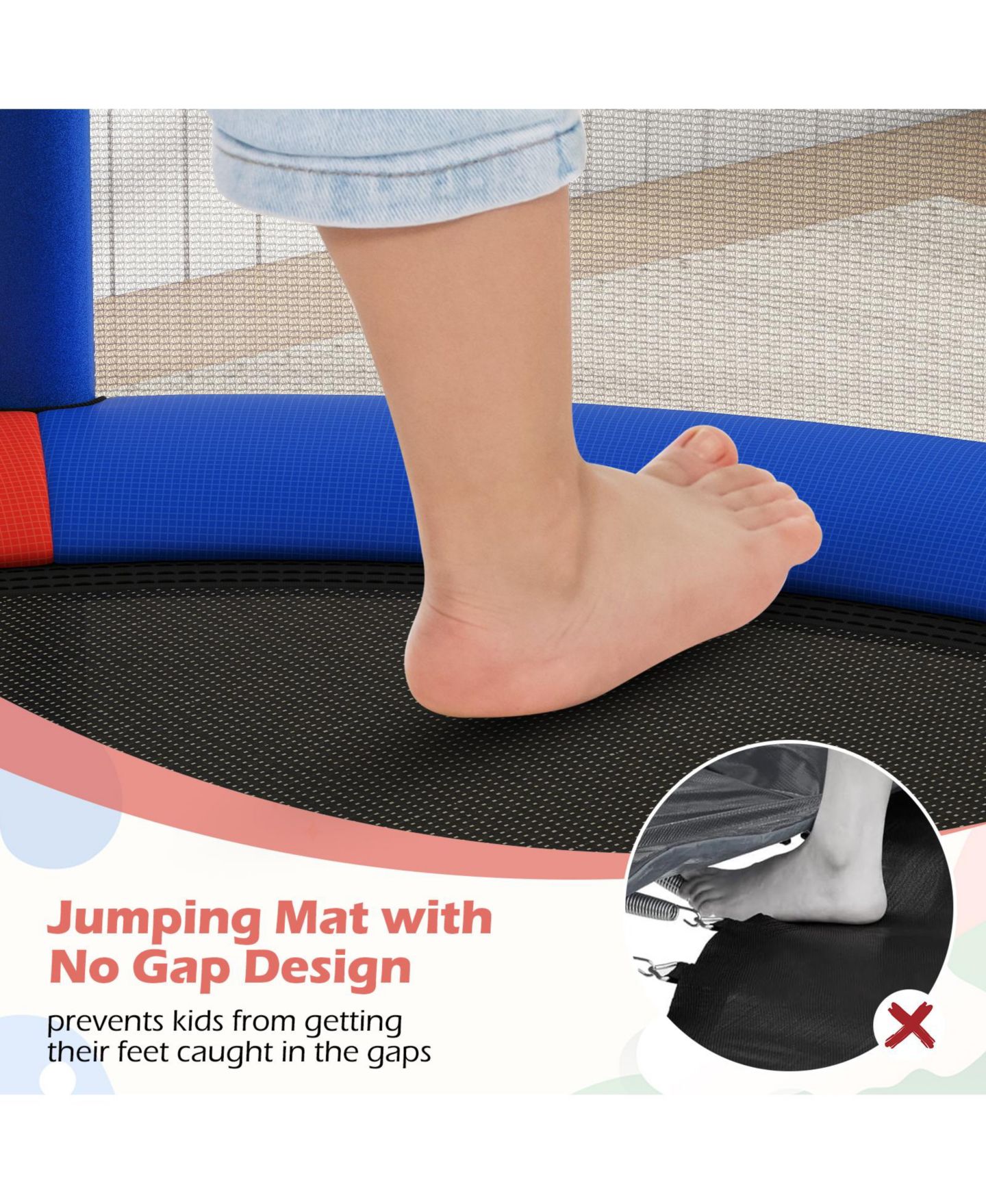 Детская игрушка HONGGE 6-in-1 Kids Trampoline with Basketball Hoop Gymnastics Bar, цвет: Красный — фото 10