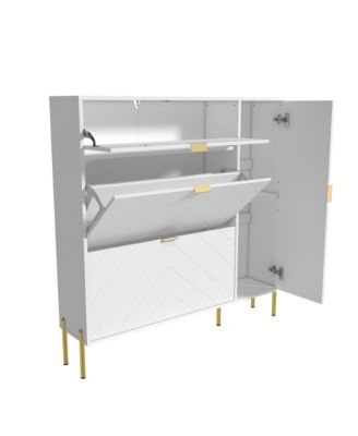 Shoe Cabinet Storage for Entryway, Modern Shoe Rack Cabinet with 3 Flip Drawers &amp; Side Cabinet