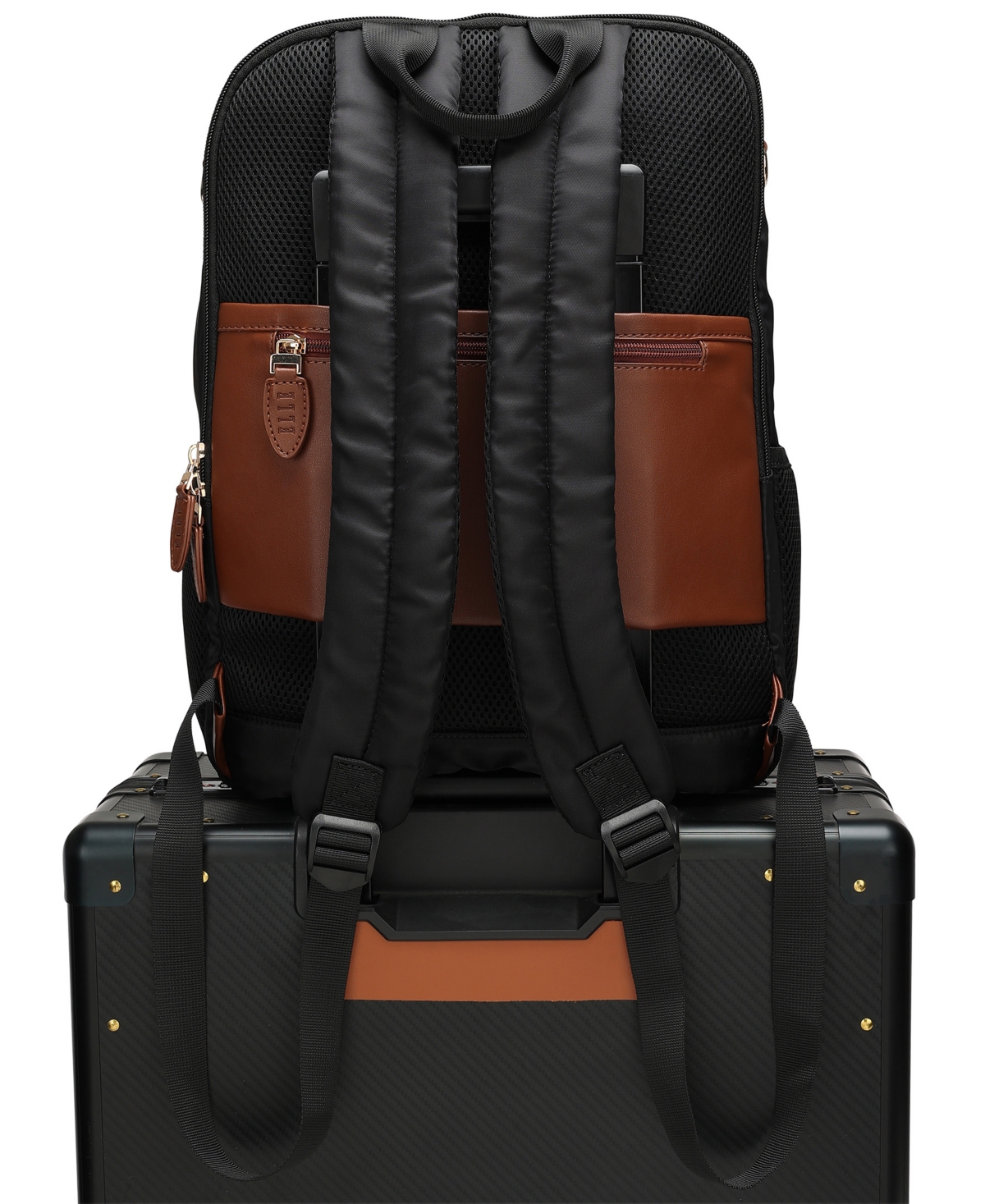 Elle Luxe Journey 18l Twill And Vegan Leather Backpack In Pattern