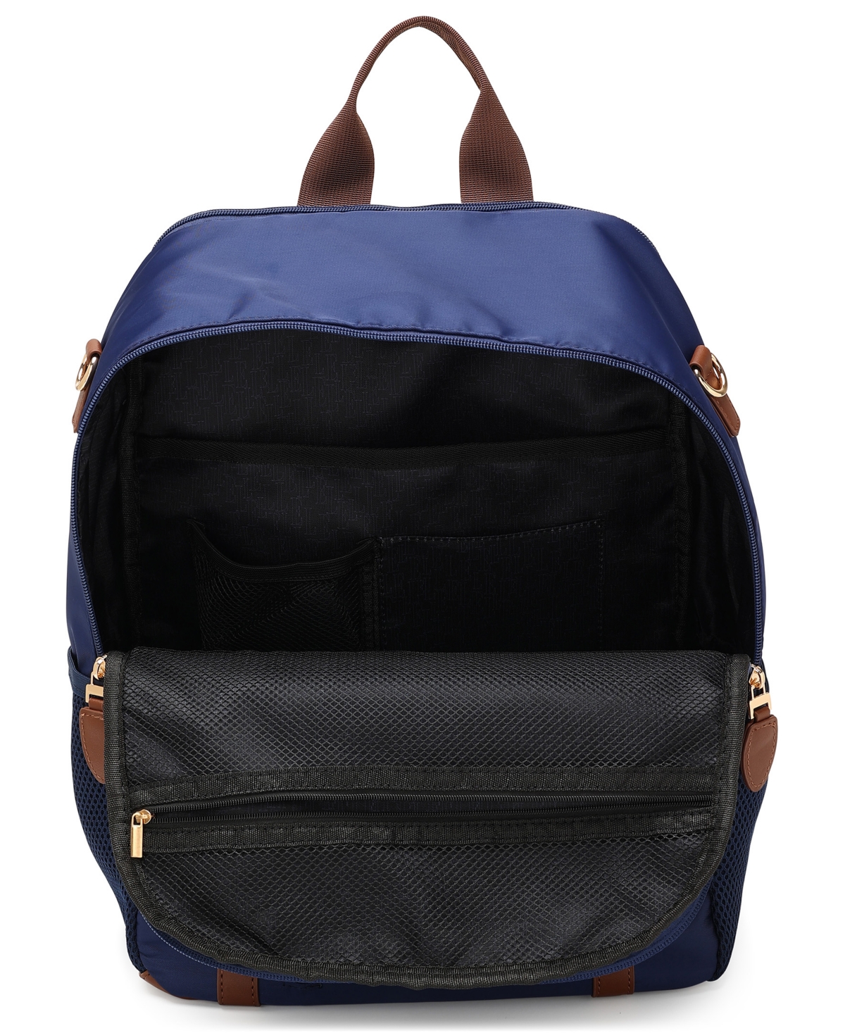 Elle Luxe Journey 15.5" Twill And Faux Leather Backpack In Blue