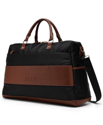 Luxe Journey 13" Twill and Faux Leather Weekender Duffel Bag
