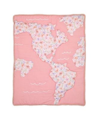 Girls Rule the World Pink Floral 4-Piece Baby Crib Bedding Set