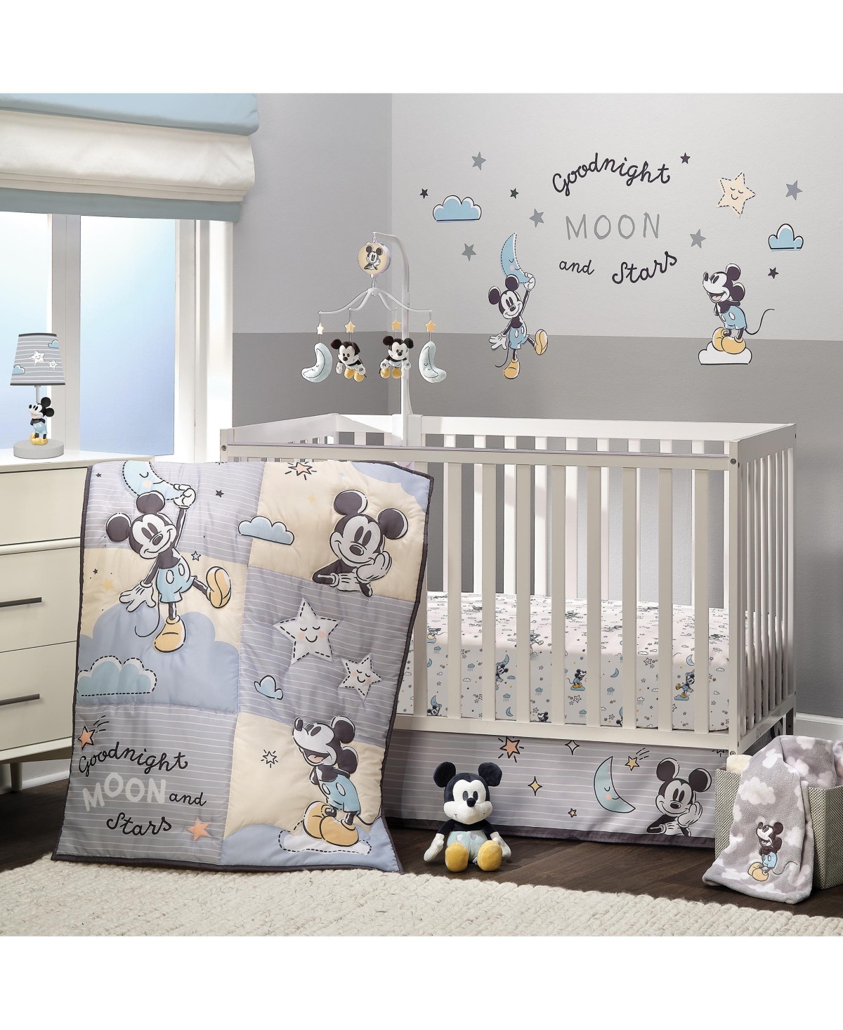 Lambs & Ivy Disney Baby Moonlight Mickey Mouse Fitted Crib Sheet - White