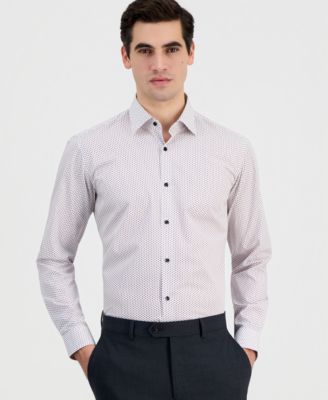 Men's Modern-Fit Circle Print Dress Shirt 