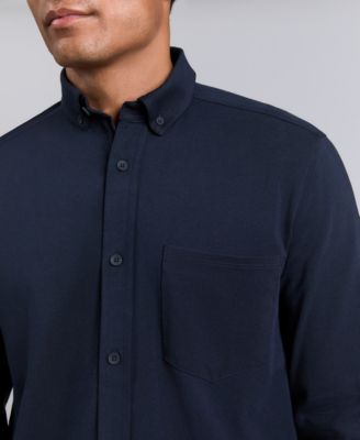 Men's Slim-Fit Plain White Performance Long-Sleeve Button-Down Shirt