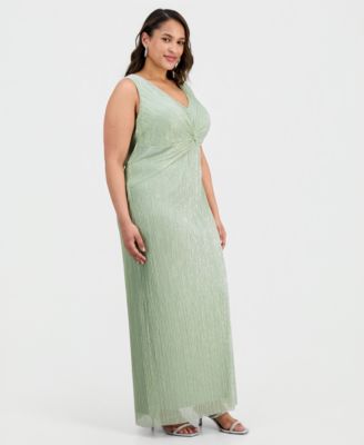 Plus Size Twisted Metallic Jersey Maxi Dress