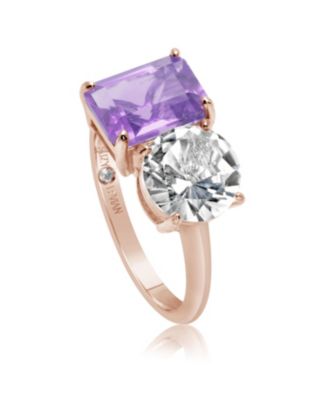 Suzy Levian Sterling Silver Gemstone Toi et Moi Two-Stone Ring