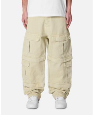 Men's Ultrabaggy Channel Cargo Denim, Oversized Fit, Multi-Pocket Design, Washed Finish, Adjustable Waist, Streetwear Jeans