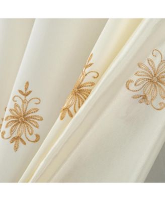 Donna Macrame Construction 3" Rod Pocket Curtain Panel 54" x 90" Beige/Gold