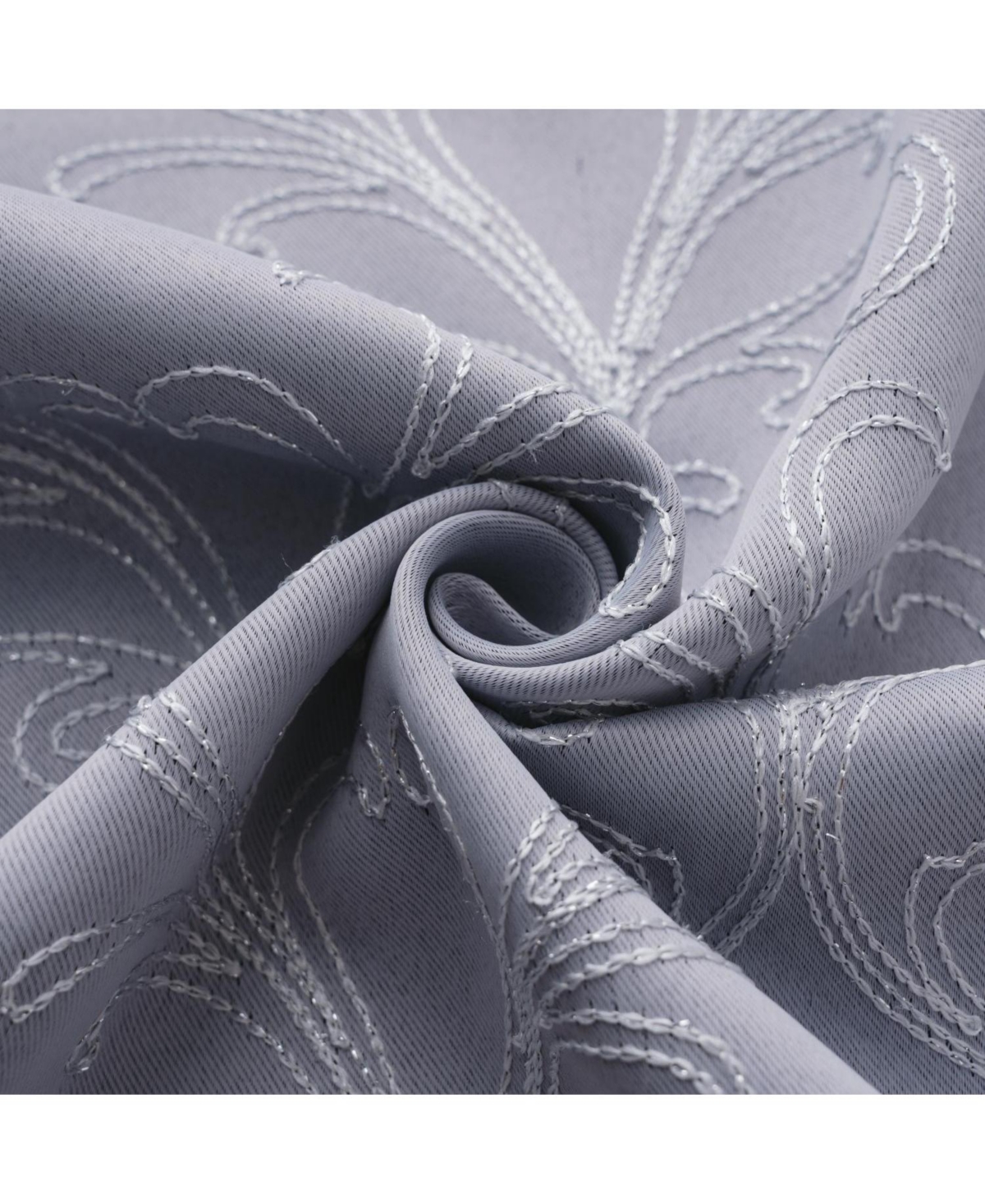 Rt Designer Collection Kimber Embroidered Blackout Luxurious Decorative Grommet Curtain Panel 54" x Silver