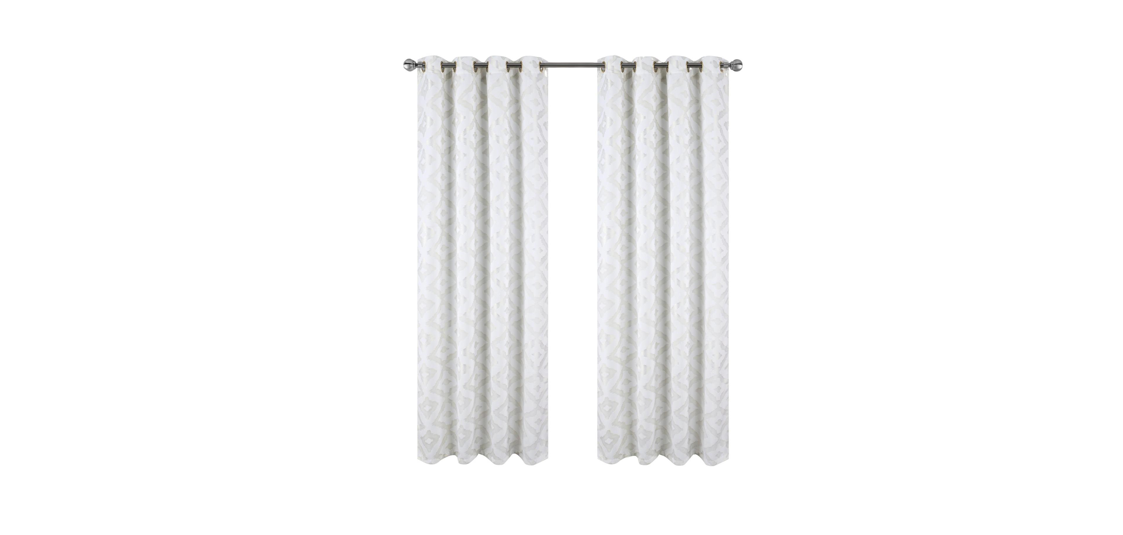 Rt Designer Collection Heathrow Halo Foil Blackout Luxurious Decorative Grommet Curtain Panel 54" x 90" White