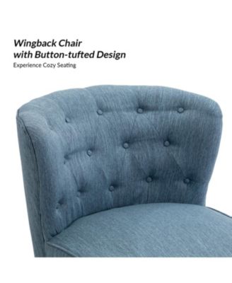 Afzal 25.8" W Modern Tufted Polyester Accent Side Chair with Solid Wood Legs