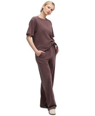 Women's Elevated Velour Ribbed Straight Leg Pants