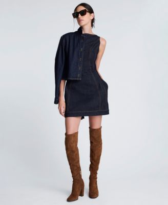 Women's Hourglass Sleeveless Sheath Denim Mini Dress