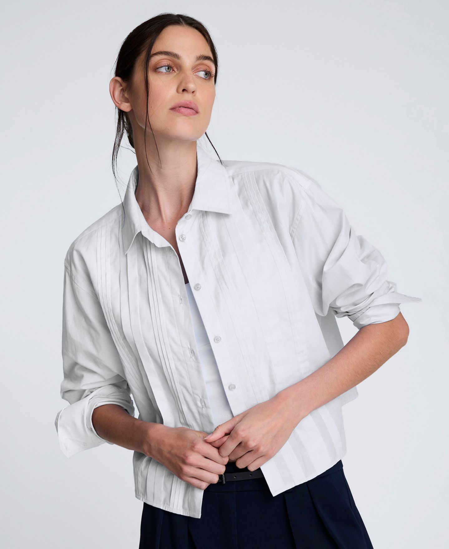 Женские куртки Kenneth Cole Cropped Tuxedo Style Button Down, цвет: Чистый белый — фото 4
