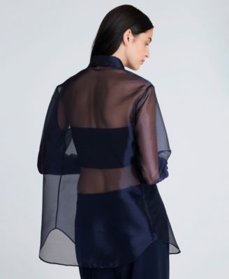 Women's Oversized Organza Long-Sleeve Top