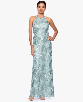 Women's Sequined Soutache Halter Gown