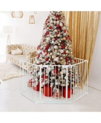 115 Inch Length 5 Panel Adjustable Wide Fireplace Fence-White