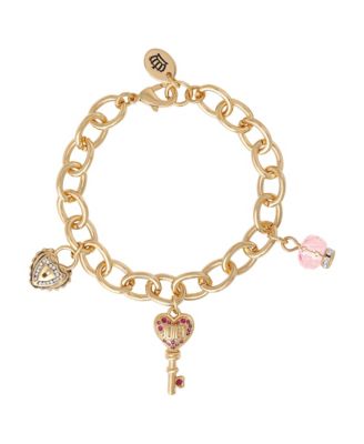 Charm Bracelet Set with Heart and Key Charms - 7.5''