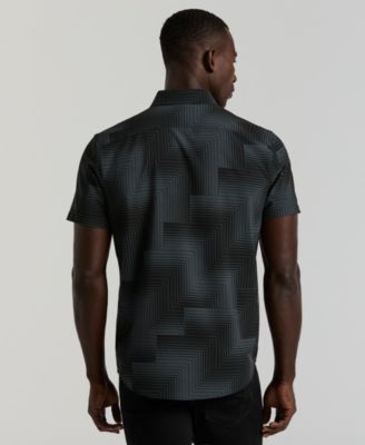 Men's Slim-Fit Linear Geo Print Stretch Shirt