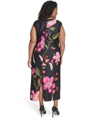 Plus Size Jewel Neck Midi Dress