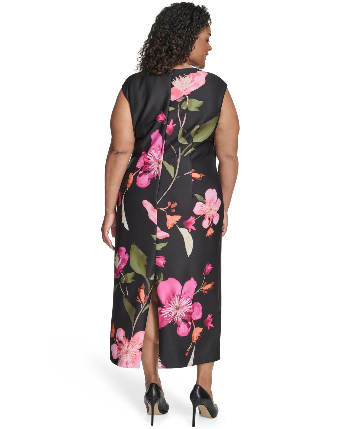 Vince Camuto Plus Jewel Neck Midi Dress