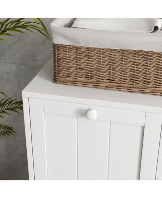 26" W  Engineered Wood 2 Hamper Compartments Tilt-out Laundry Storage Cabinet