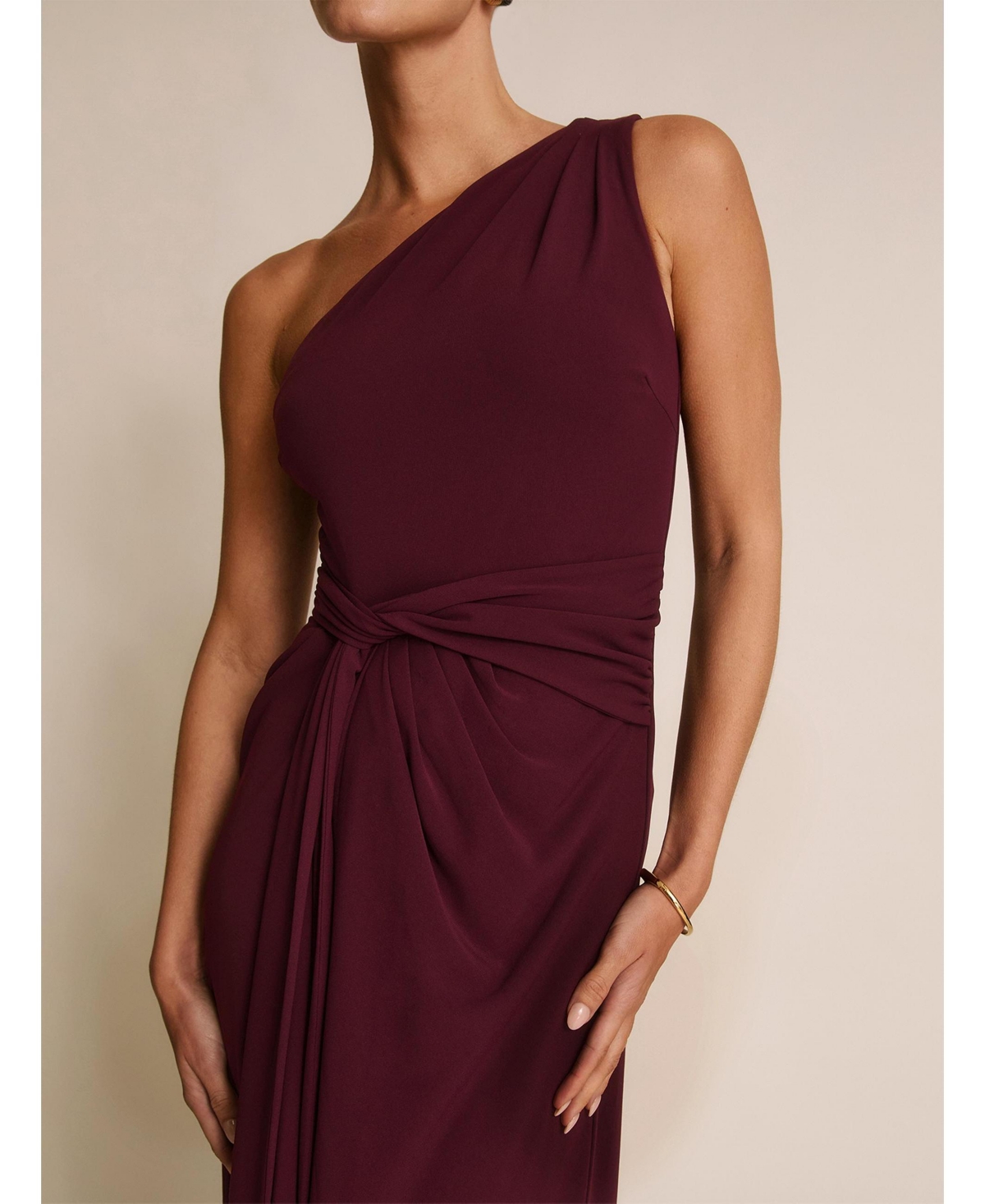 Six Stories Women's One Shoulder Drape Stretch Bridesmaid Dress