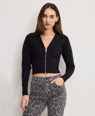 Women's V-Neck Front Zipper Sweater