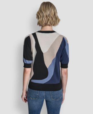 Women's Short-Sleeve Color-Block Sweater