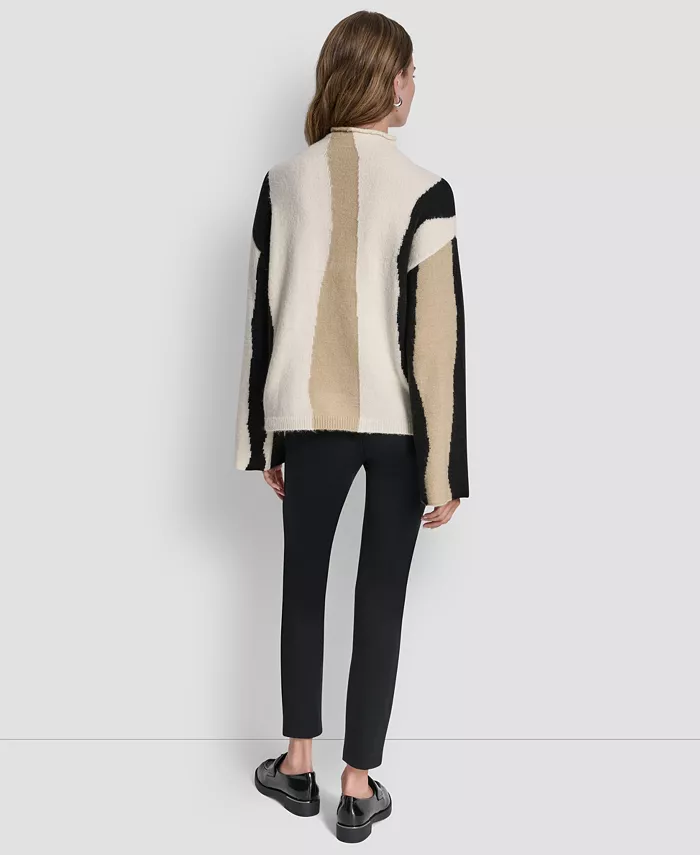 Women's Long-Sleeve Mock Neck Color-Block Sweater - thumbnail 5
