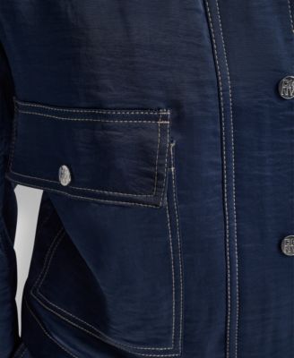 Women's Top Stitch Glazed High Mock Neck Dressing Jacket