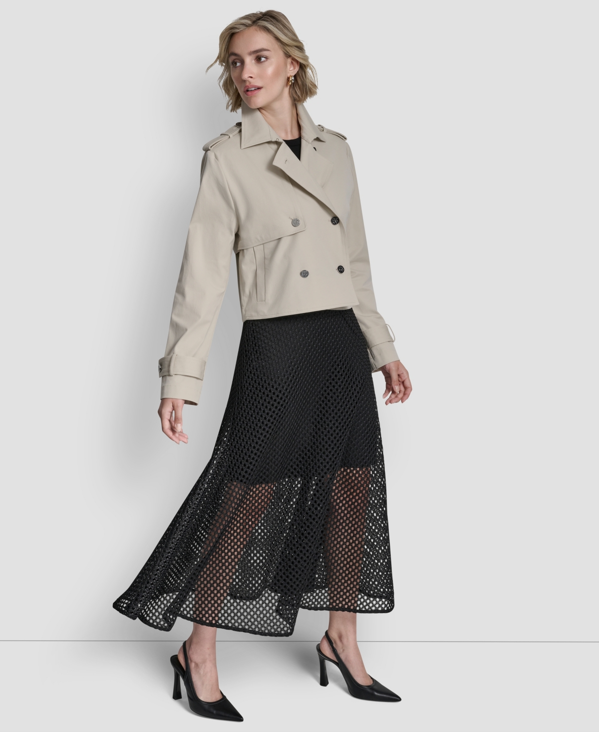 Dkny Women's Long-Sleeve Cropped Trench Coat
