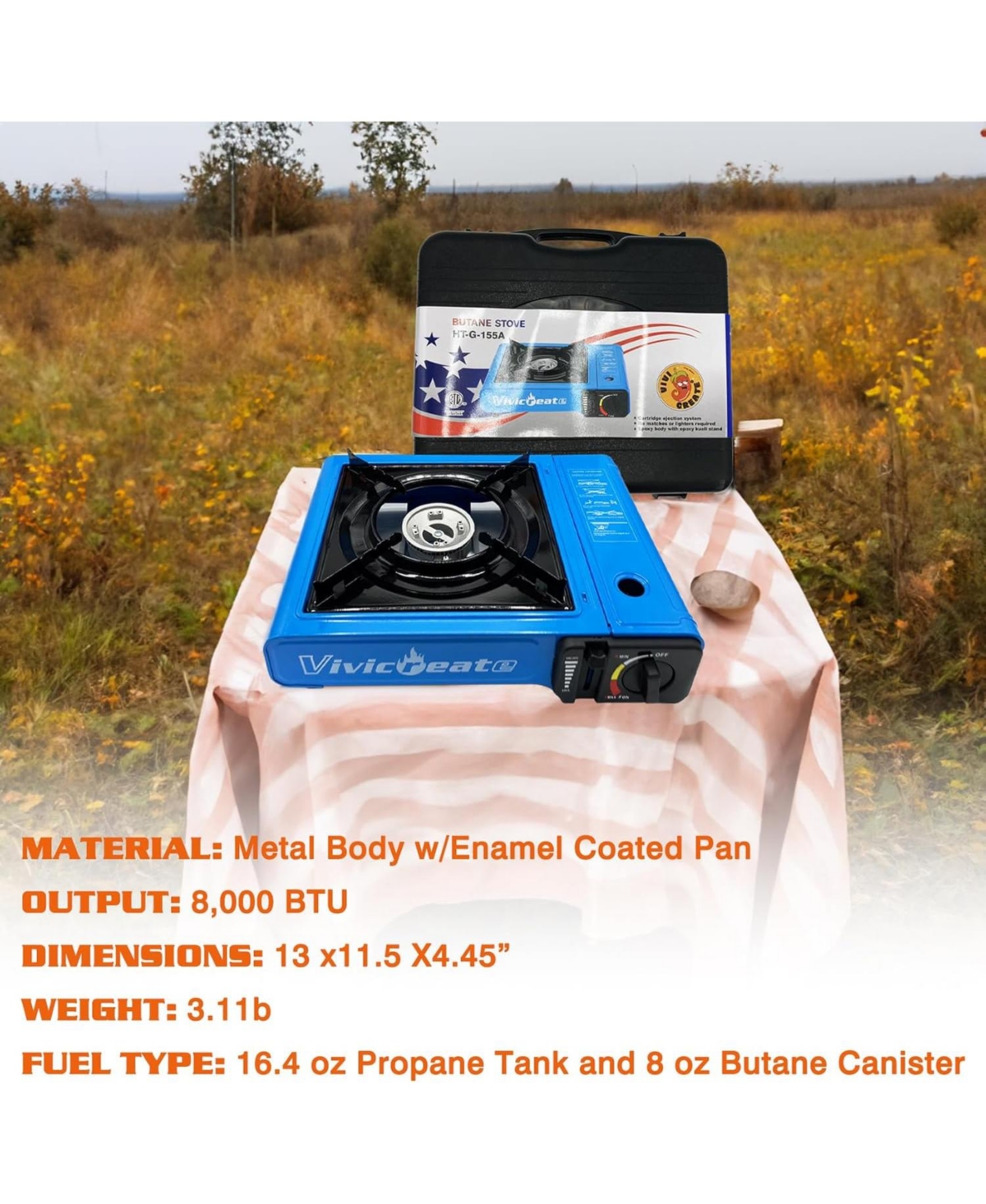 Aofar 7000 Btu Portable Butane Gas Stove for Camping Cooking Outdoor, Lightweight Portable Stove Burner with Auto Ignition, Camping al Aire Libre